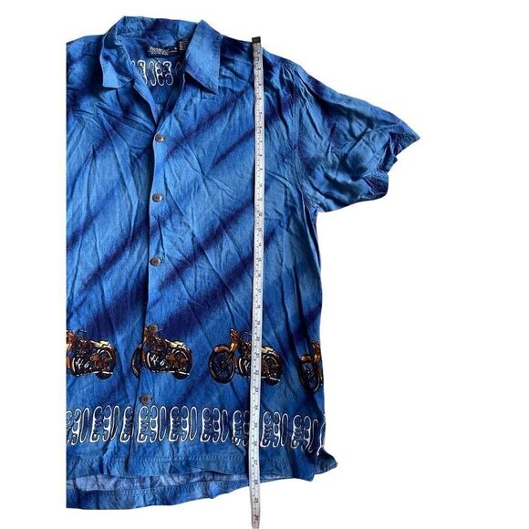 Y2K Hawaiian blue button down motorcycle shirt - Picture 6 of 6